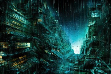 Broken Realities: The Dark World of Matrix Corruption and Digital Glitches - Generative AI 16 - obrazy, fototapety, plakaty