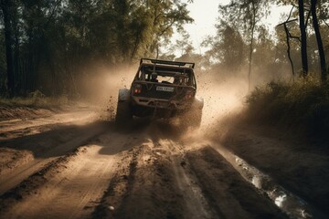 Fototapeta na wymiar Off-road motorsport racing with extreme driving competition. Generative AI