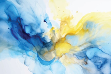 Abstract blue and yellow color watercolor background