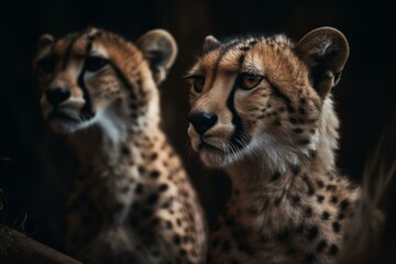 Young cheetahs scan for prey. Generative AI