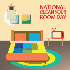 national clean your room day . Design suitable for greeting card poster and banner
