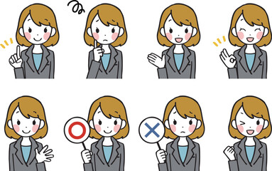 スーツの女性のイラストセット