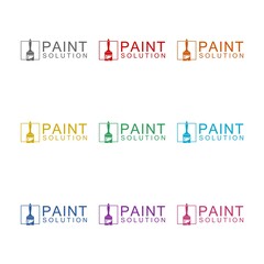  Paint solution logo icon isolated on white background. Set icons colorful