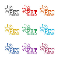 Pet friendly logo icon isolated on white background. Set icons colorful