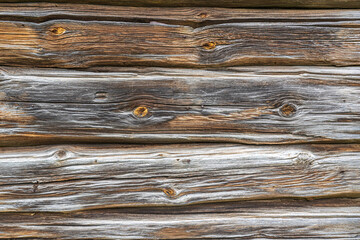 old cracked wooden log wall