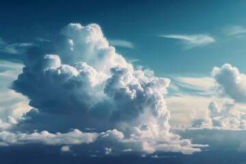 Naklejka na ściany i meble Illustration of clear sky with expansive clouds. Generative AI