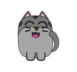 Cat character Vector color doodle illustration isolated on white background