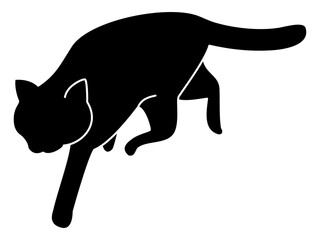 段差のある場所から降りようとしている猫のシルエット