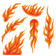 Flames illustration sets, good for graphic design resources.