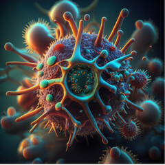 3D-render emulation of a contagious virus