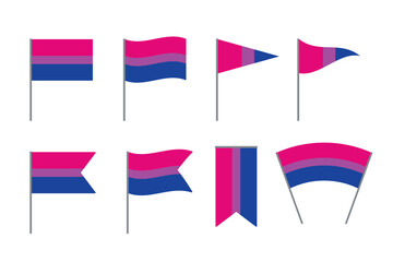 Set of bisexual flags. LGBTQI concept. Flat vector illustration.	