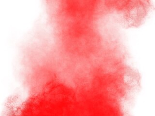 Red smoke on a transparent background, used for graphic elements or photo editing.