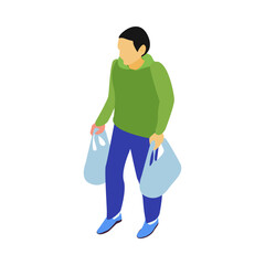 Isometric Man Shopping