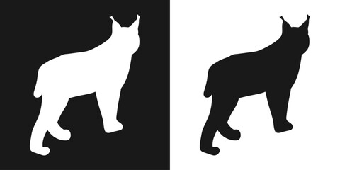 Lynx. A set of isolated icons, a black-and-white logo on a white-and-black background