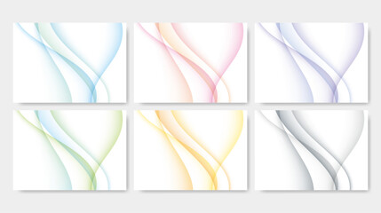 様々な色の曲線の抽象背景素材セット
