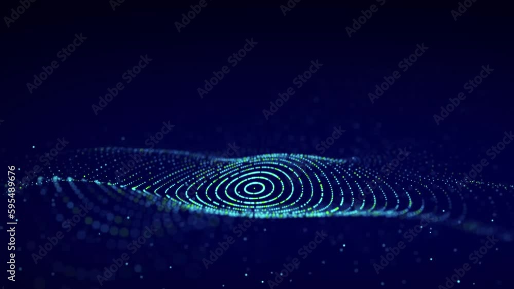 Poster 3d digital circular dynamic wave. technology smart wave. seamless flow digital structure. cyber tech