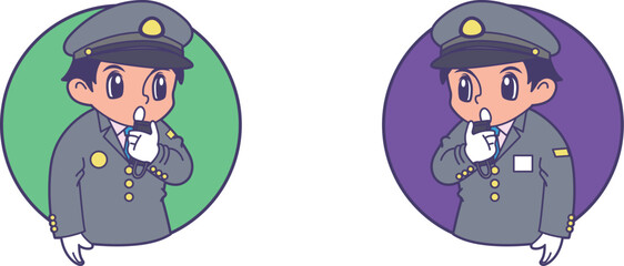 アナウンスする駅員