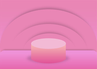 pink gradient wave background and podium floor for product placement