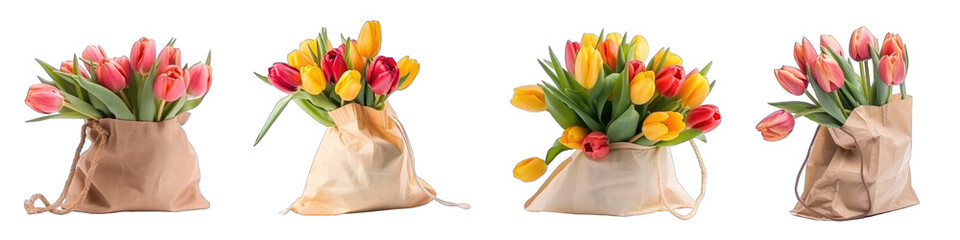 Bag of Tulips on transparent background