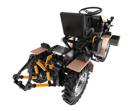 Minitractor isolated on transparent background. 3d rendering - illustration