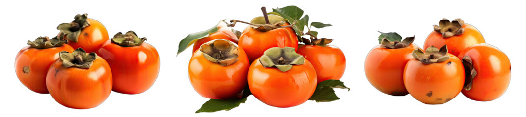 Set of persimmons on transparent background