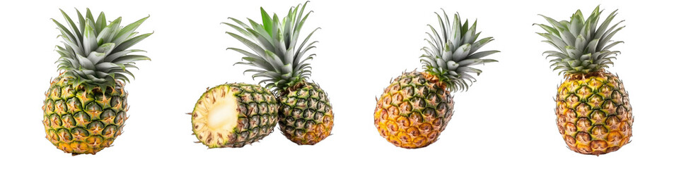 Fototapeta premium Set of pineapples on transparent background