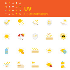 set of ultraviolet icons, uv protection, sunscreen, sun