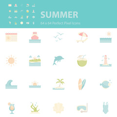 set of summer icons, sea, holiday, vacation, beach