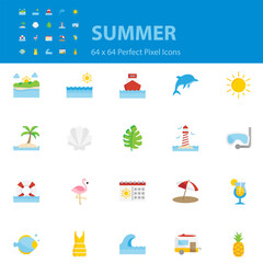 Fototapeta na wymiar set of summer icons, sea, holiday, vacation, beach
