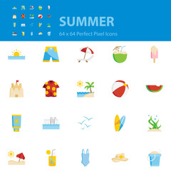 Fototapeta premium set of summer icons, sea, holiday, vacation, beach