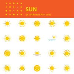 set of sun icons, summer, sunlight
