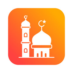 big mosque with tower islamic gradient icon button vector illustration