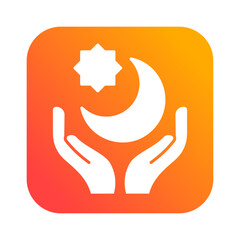 praying hand islamic gradient icon button vector illustration