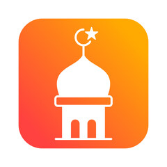 mosque tower islamic gradient icon button vector illustration