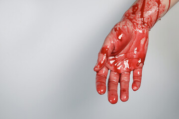 Bloody hand, concept of murder, serial maniac, violence © Michael