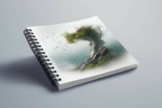 Spiral Bound Notebook Blank Page Mockup - Generative AI