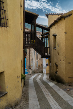 view of the historic center of Tonara, an ancient village of Barbagia in central Sardinia
