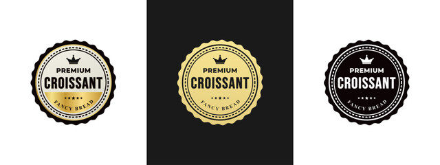 Croissant label vector or Croissant logo vector isolated in flat style. Best Croissant label for product packaging design element. Simple Croissant stamp for packaging design element.