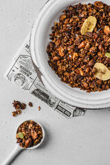 granola baked with nuts and milk