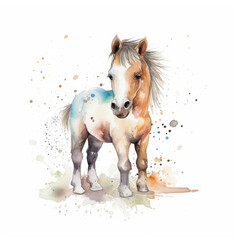 Obraz na płótnie Canvas Watercolor baby horse. isolated on white background. Original watercolor stock illustration of baby horse.Generative AI