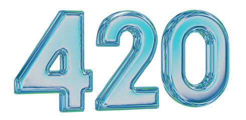  the numbers '420' made of chrome colours. 