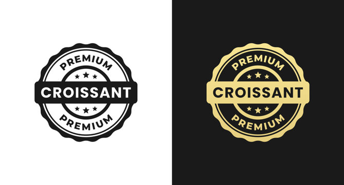 Croissant label vector or Croissant sign vector isolated in flat style. Croissant label for product packaging design element.  Croissant stamp for packaging design element.