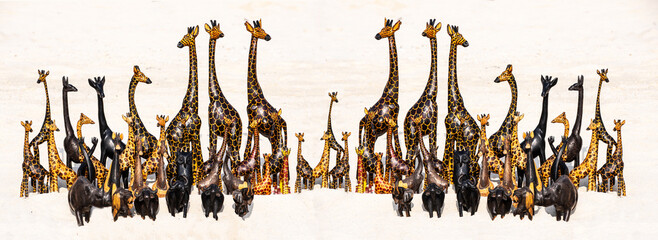 Strand Galerie  Giraffen  Schöne tropische Insel Sansibar. Meer und Strand von Sansibar, Tansania.