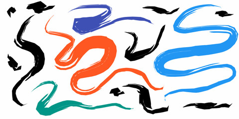 colorful techno sketch illustration set design element for decoration