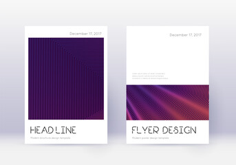 Minimal cover design template set. Violet abstract