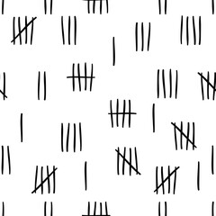Tally mark seamless pattern isolate on transparent background.
