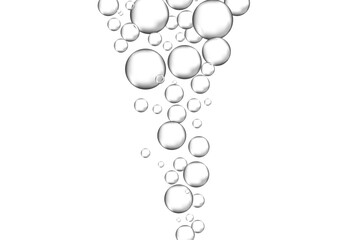 Water bubbles set isolated on white background. Air water bubbles for soda effect, transparent backdrop, icon design, champagne bubbles, texture and wallpaper. Water drops pattern, vector illustration