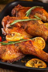 Homemade roasted chicken leg with Rosemary