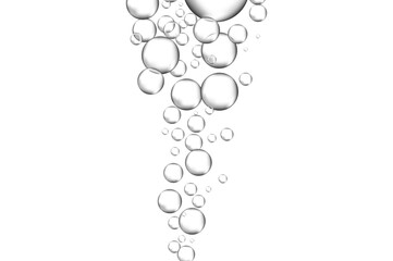 Water bubbles set isolated on white background. Air water bubbles for soda effect, transparent backdrop, icon design, champagne bubbles, texture and wallpaper. Water drops pattern, vector illustration