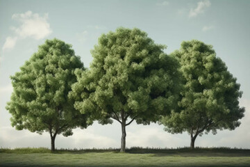 Fototapeta na wymiar three trees at different heights - Generative AI